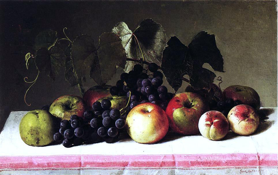  George Hetzel Still Life with Concord Grapes and Apples - Hand Painted Oil Painting