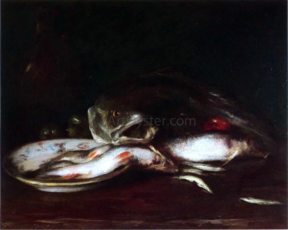  William Merritt Chase Still Life with Fish - Hand Painted Oil Painting