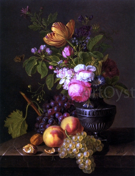  Jean-Baptiste Desprest Still Life with Flowers, Peaches and Grapes - Hand Painted Oil Painting