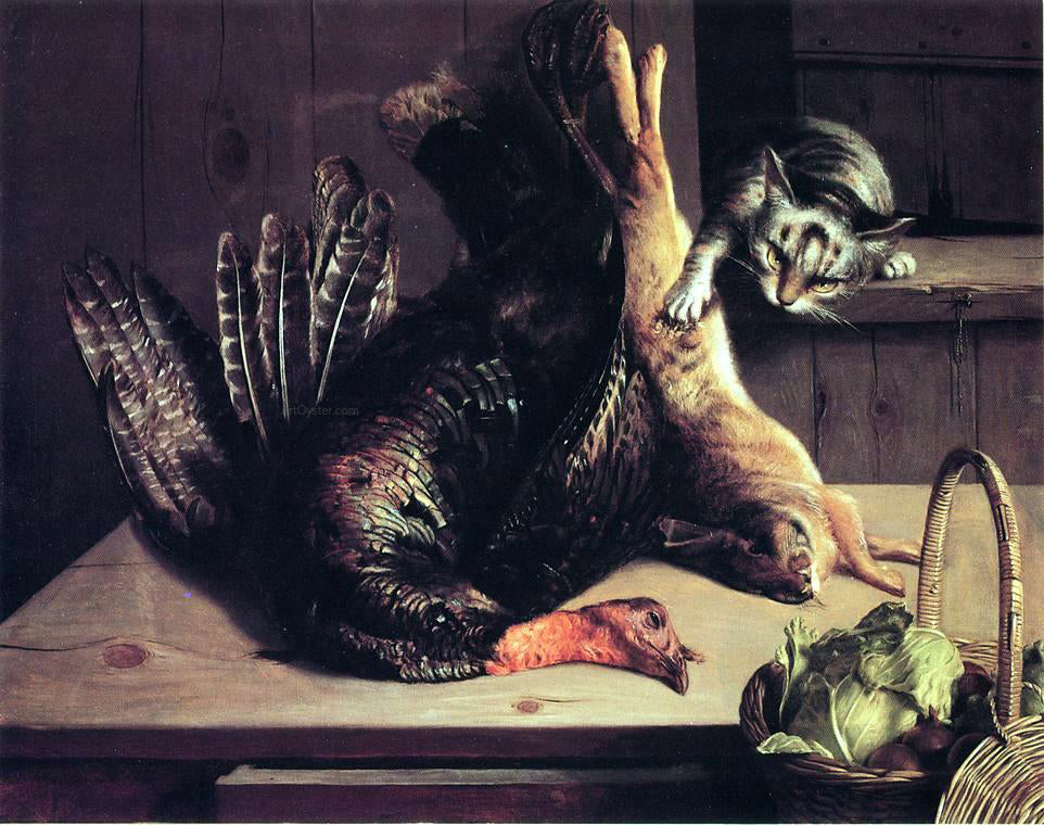  George Hetzel Still Life with Wild Game and Cat - Hand Painted Oil Painting