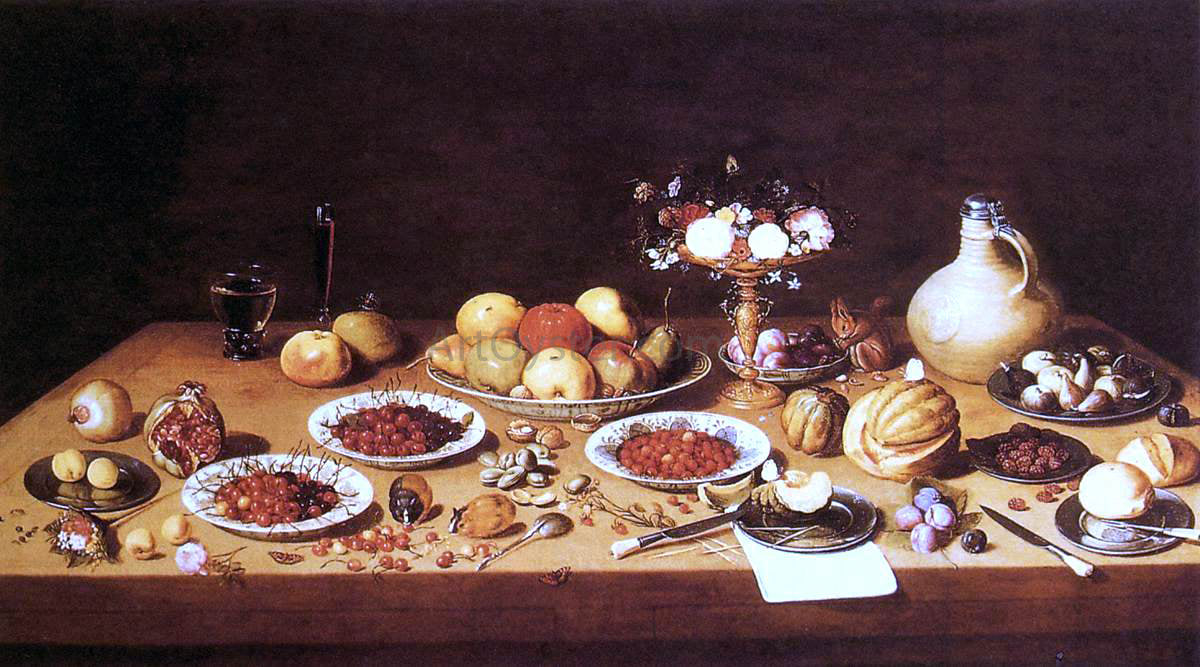 Jan Van I Kessel Still-Life on a Table with Fruit and Flowers - Hand Painted Oil Painting