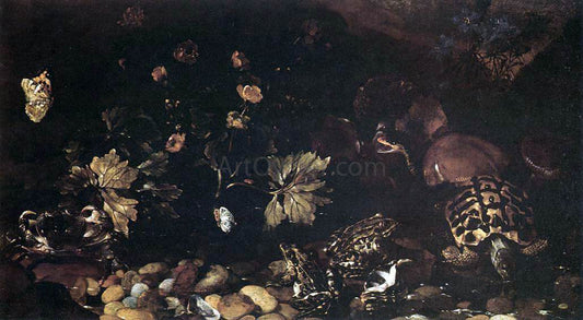  Paolo Porpora Still-Life with a Snake, Frogs, Tortoise and a Lizard - Hand Painted Oil Painting