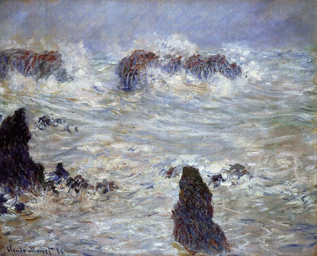  Claude Oscar Monet Storm off the Belle-Ile Coast - Hand Painted Oil Painting