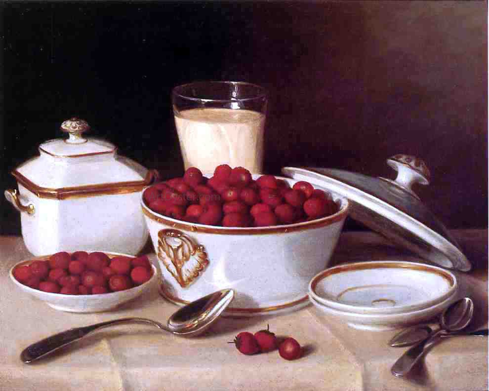  John F Francis Strawberries and Cream - Hand Painted Oil Painting