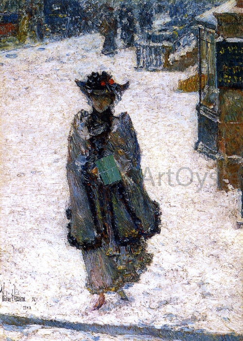  Frederick Childe Hassam Street Scene, Christmas Morning - Hand Painted Oil Painting