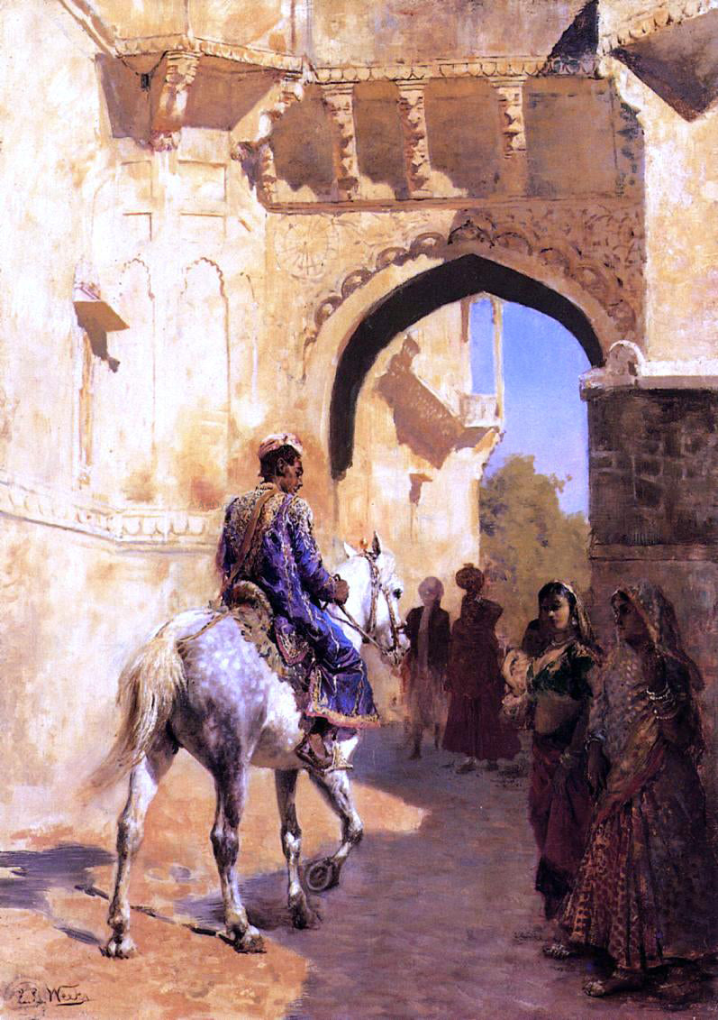  Edwin Lord Weeks Street Scene in India - Hand Painted Oil Painting