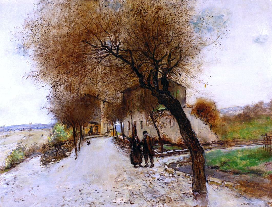  Jean-Francois Raffaelli Strollers Leaving a Village - Hand Painted Oil Painting
