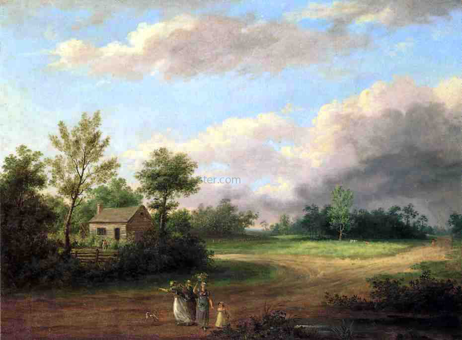  Thomas Birch Strolling along a Country Roas - Hand Painted Oil Painting