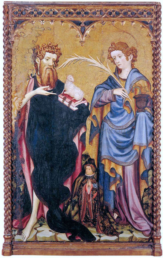  Joan Mates Sts John the Baptist and John the Evangelist with a Donor - Hand Painted Oil Painting