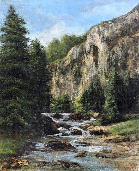  Gustave Courbet Study for "Landscape with Waterfall" - Hand Painted Oil Painting