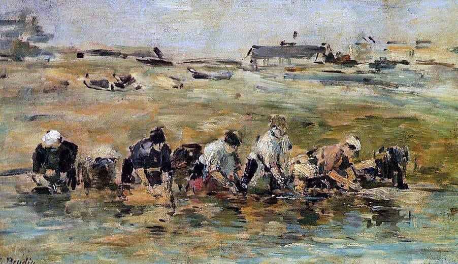  Eugene-Louis Boudin Study of Laundresses - Hand Painted Oil Painting
