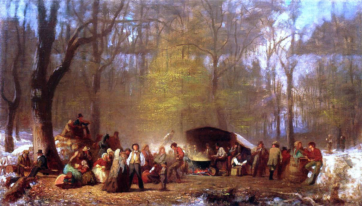  Eastman Johnson Sugaring Off at the Camp, Fryeburg, Maine - Hand Painted Oil Painting