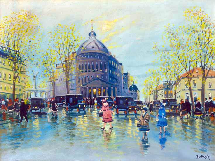 Antal Berkes Sunlight in the Rain - Hand Painted Oil Painting