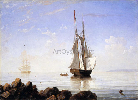  Fitz Hugh Lane Sunny Morning, Gloucester Harbor - Hand Painted Oil Painting