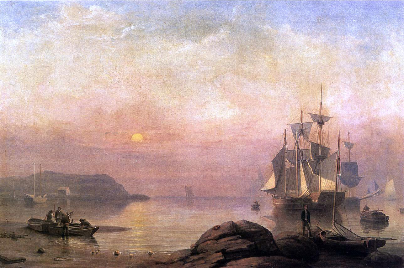  Fitz Hugh Lane Sunrise Through Mist - Hand Painted Oil Painting
