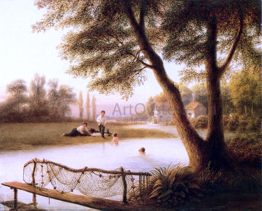  George Harvey Sunset - Boys Bathing - Hand Painted Oil Painting
