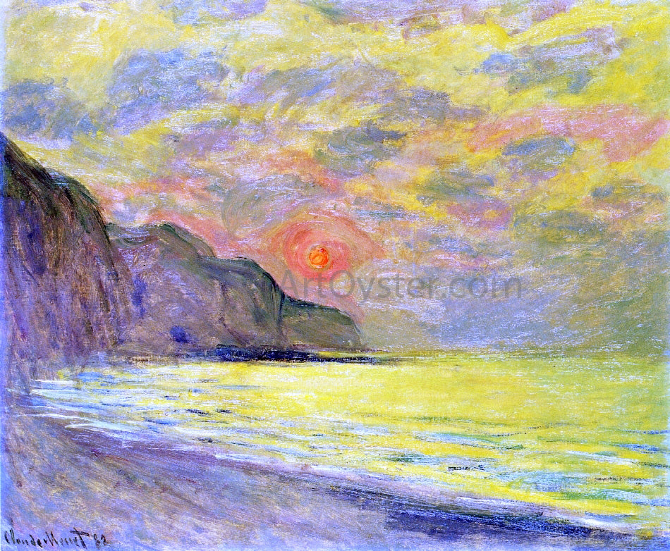  Claude Oscar Monet Sunset, Foggy Weather, Pourville - Hand Painted Oil Painting