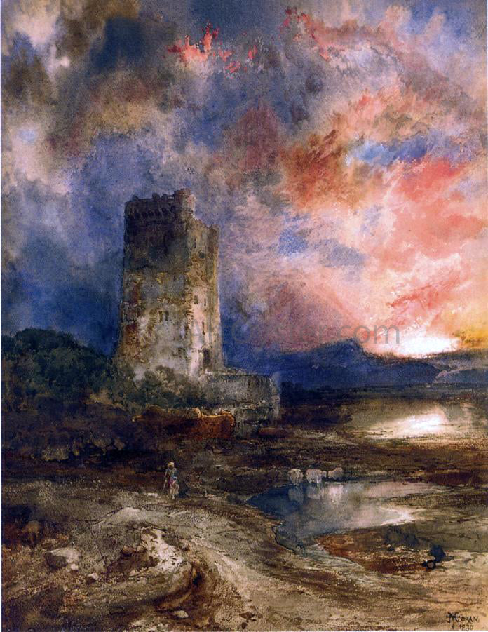  Thomas Moran Sunset on the Moor - Hand Painted Oil Painting