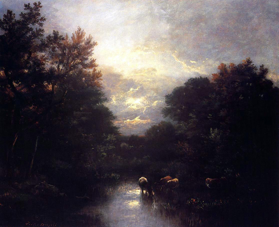  Jules Dupre Sunset over the Forest - Hand Painted Oil Painting