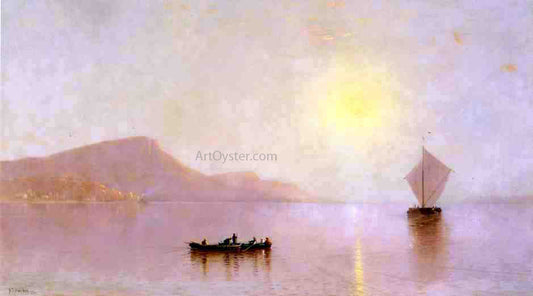  Alfred Thompson Bricher Sunset over the Palisades on the Hudson - Hand Painted Oil Painting