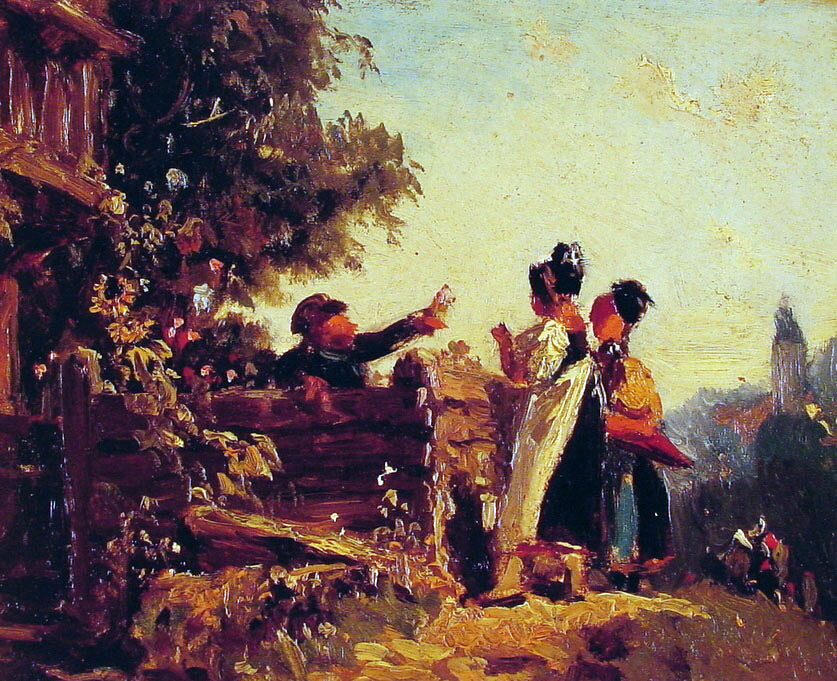  Carl Spitzweg Swabian Girls at a Garden Fence - Hand Painted Oil Painting