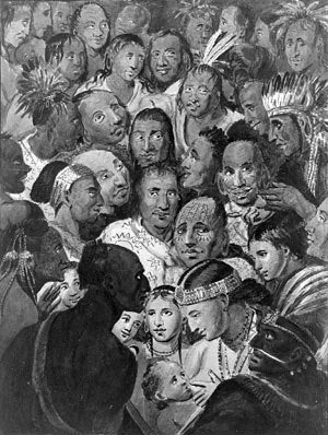  John Lewis Krimmel Tableau of Indian Faces - Hand Painted Oil Painting
