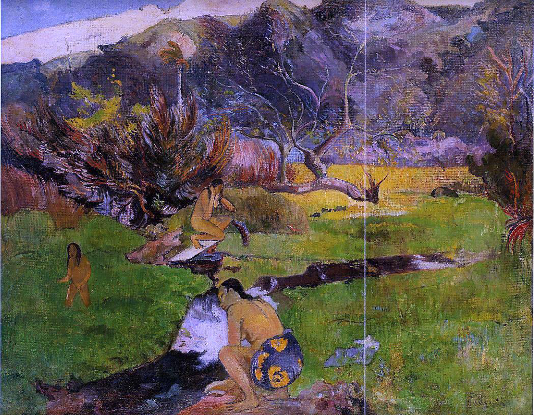  Paul Gauguin Tahitian Woman near a River - Hand Painted Oil Painting