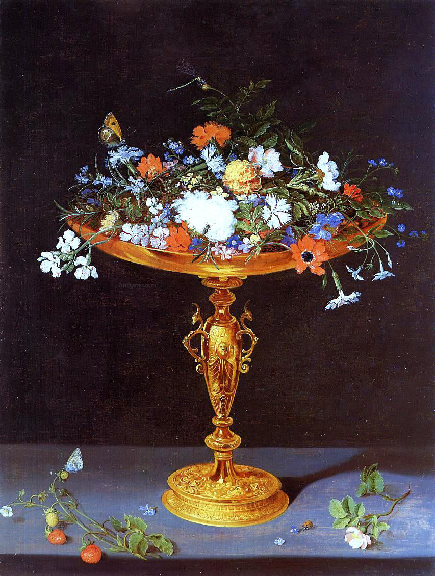  The Elder Jan Bruegel Tazza with Flowers - Hand Painted Oil Painting