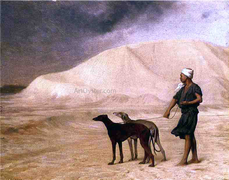  Jean-Leon Gerome Team of Dogs in the Desert - Hand Painted Oil Painting