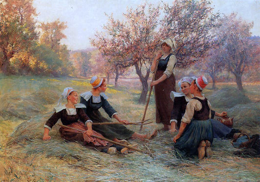  Theophile-Louis Deyrolle Tedders at the End of the Day - Hand Painted Oil Painting