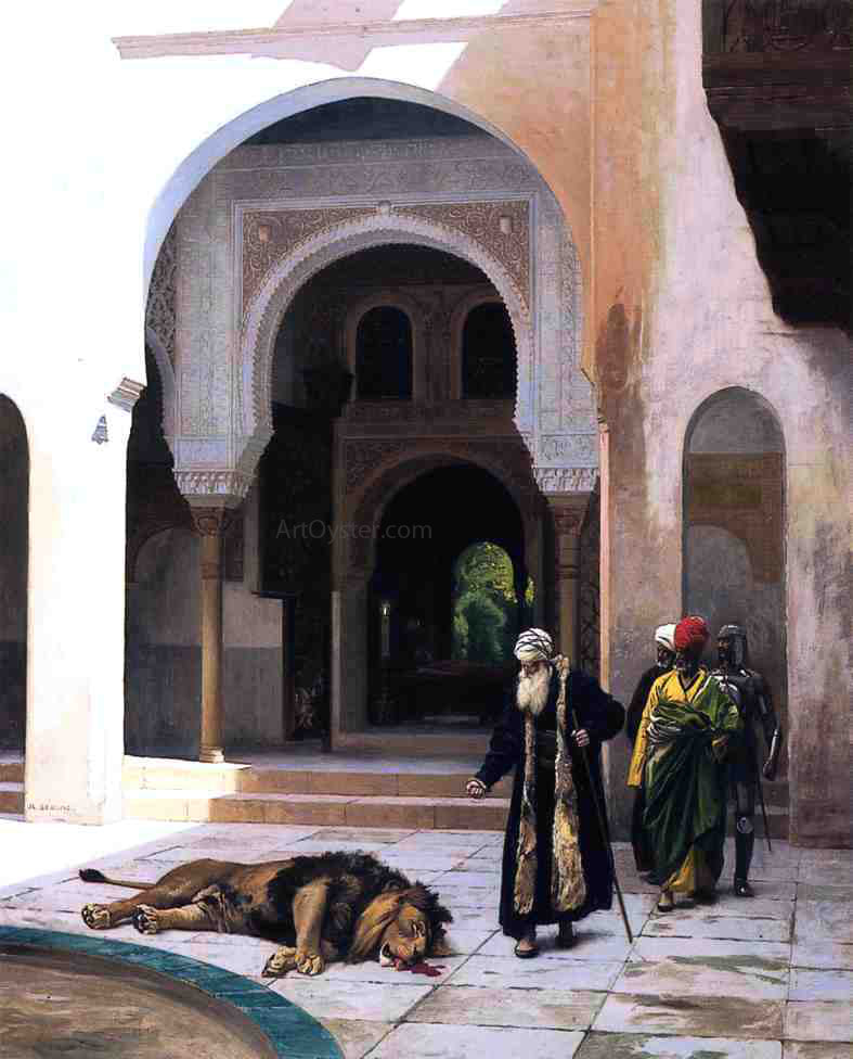  Jean-Leon Gerome The Accursed Lion - Hand Painted Oil Painting