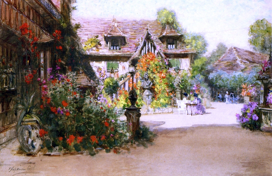  Francis Hopkinson Smith The Afternoon Hour - Inn of William the Conqueror, Dives, Normandy - Hand Painted Oil Painting