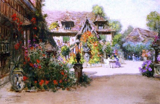  Francis Hopkinson Smith The Afternoon Hour - Inn of William the Conqueror, Dives, Normandy - Hand Painted Oil Painting