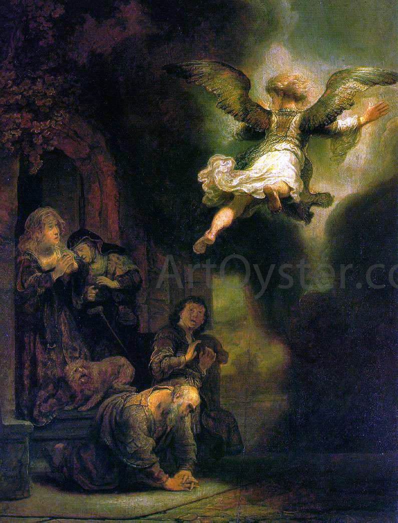  Rembrandt Van Rijn The Archangel Leaving the Family of Tobias - Hand Painted Oil Painting