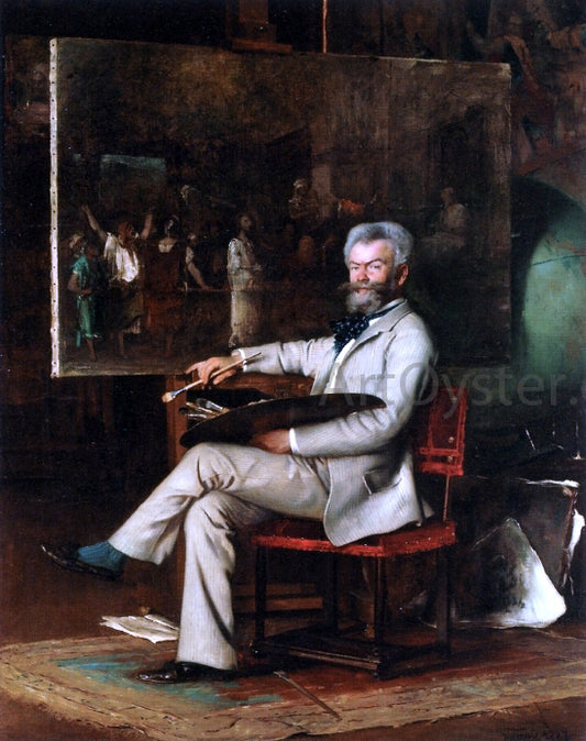  Hans Temple The Artist Munkaczy in his Studio - Hand Painted Oil Painting