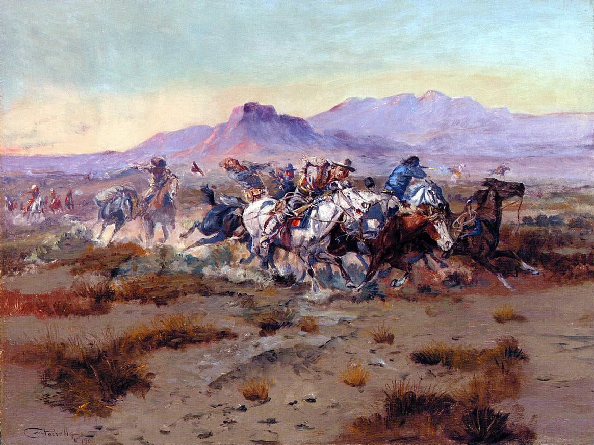  Charles Marion Russell The Attack - Hand Painted Oil Painting