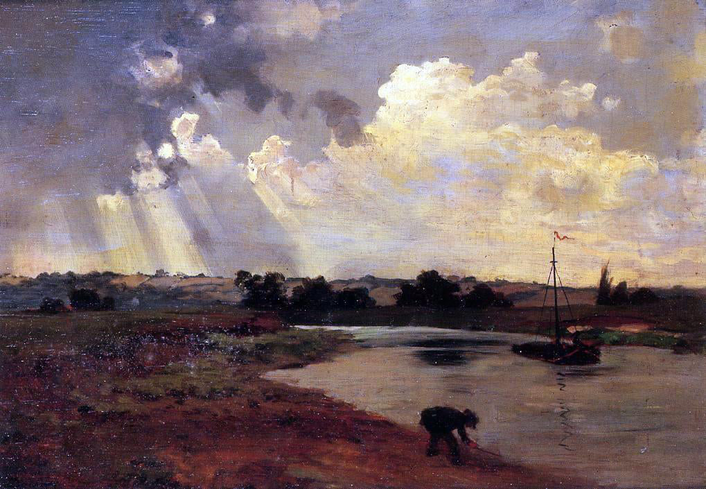  Charles Francois Daubigny The Banks of the River - Hand Painted Oil Painting