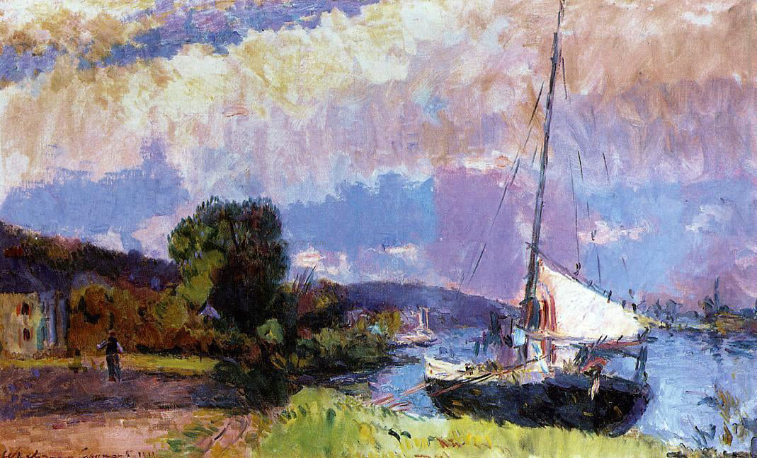  Albert Lebourg The Banks of the Seine: Caumont in Summer - Hand Painted Oil Painting