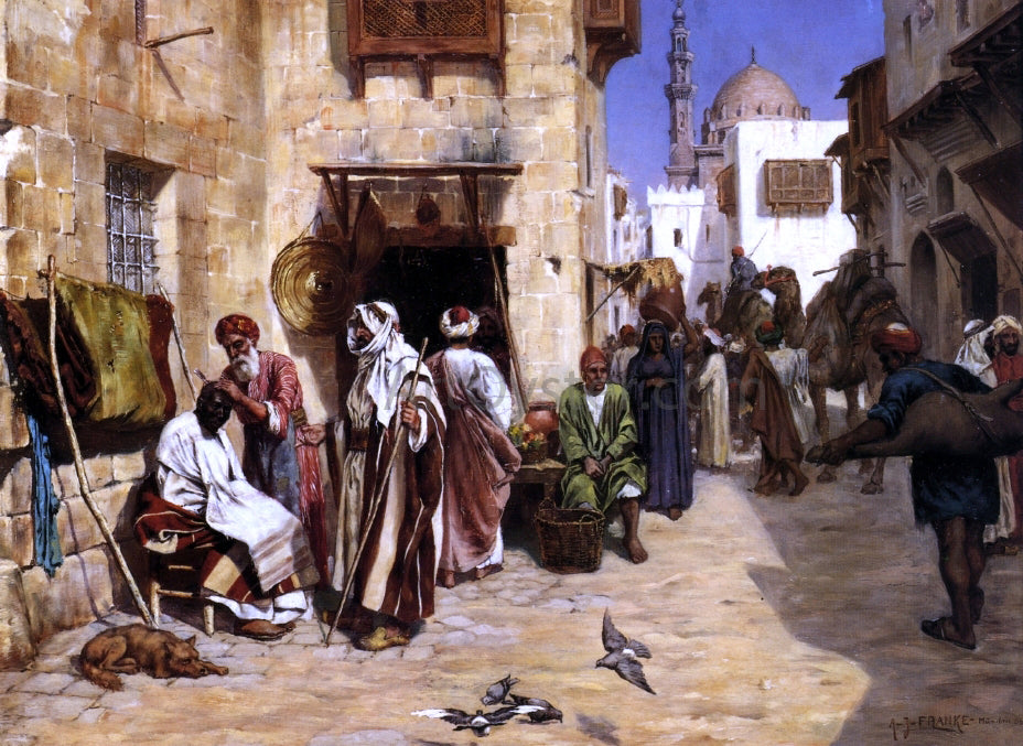  Albert Joseph Franke The Barber's Shop - Hand Painted Oil Painting