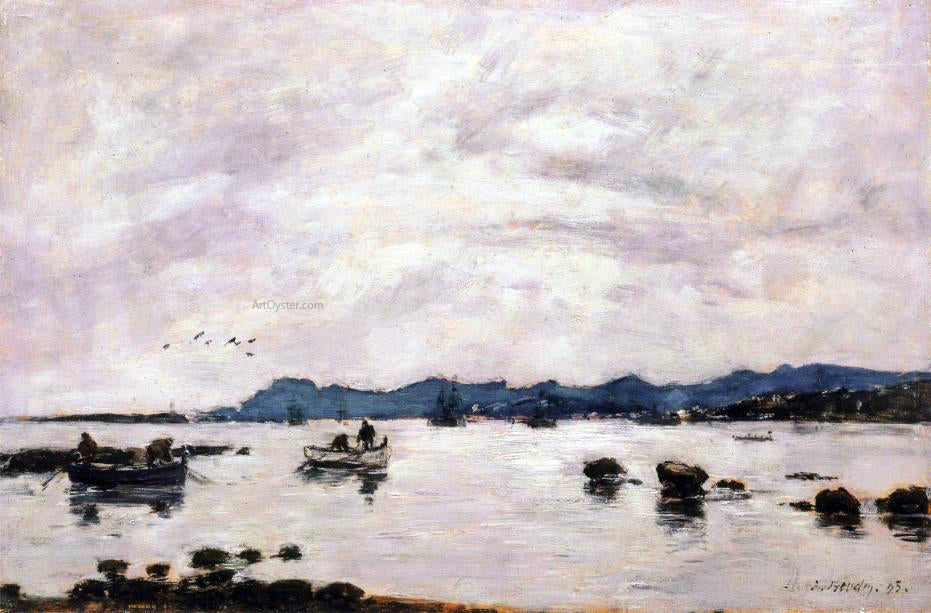  Eugene-Louis Boudin The Bay and the Mountains of L'Esterel, Golfe-Juan - Hand Painted Oil Painting