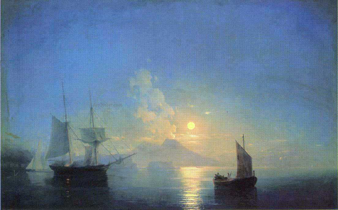  Ivan Constantinovich Aivazovsky The Bay of Naples by Moonlight - Hand Painted Oil Painting