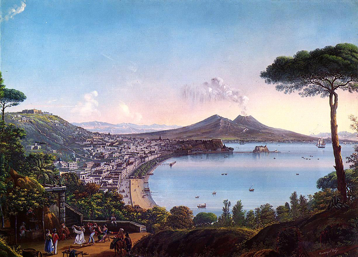  Nicolino Calyo The Bay of Naples with an American Frigate - Hand Painted Oil Painting