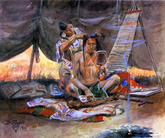  Charles Marion Russell The Beauty Parlor - Hand Painted Oil Painting