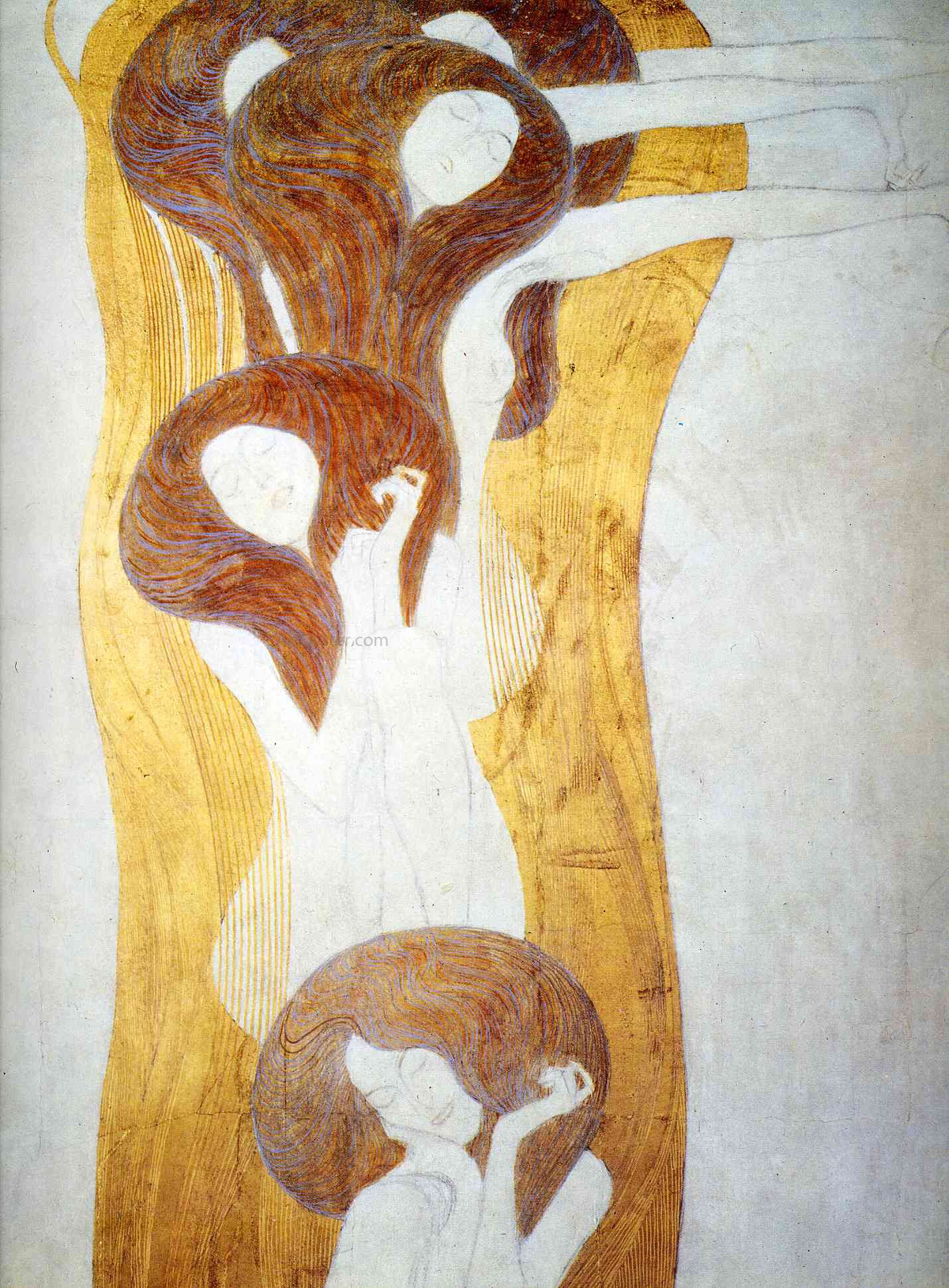  Gustav Klimt The Beethoven Frieze the Longing for Happiness Finds Repose in Poetry Right Wall - Hand Painted Oil Painting