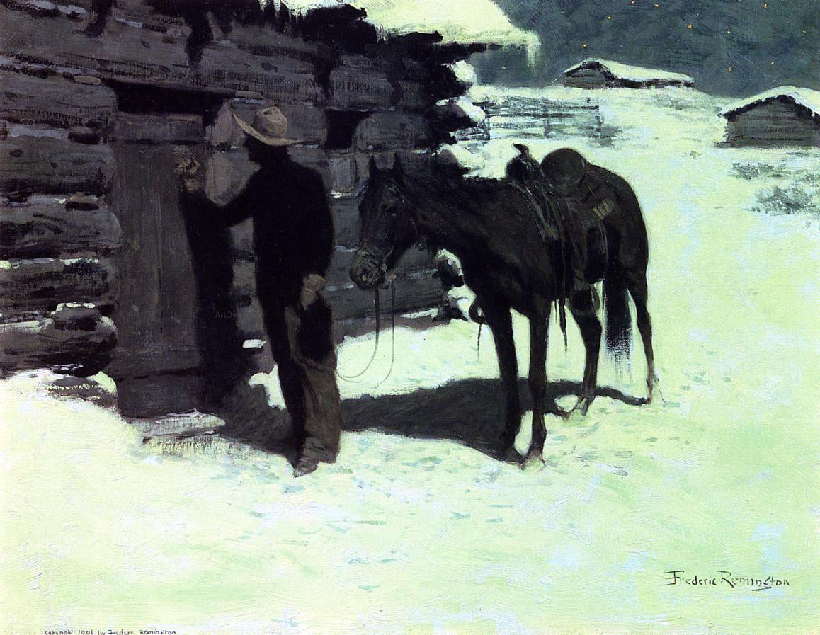  Frederic Remington The Belated Traveler - Hand Painted Oil Painting