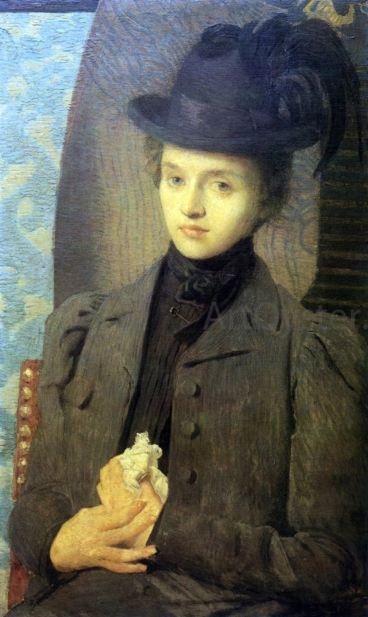  Julian Alden Weir The Black Hat - Hand Painted Oil Painting