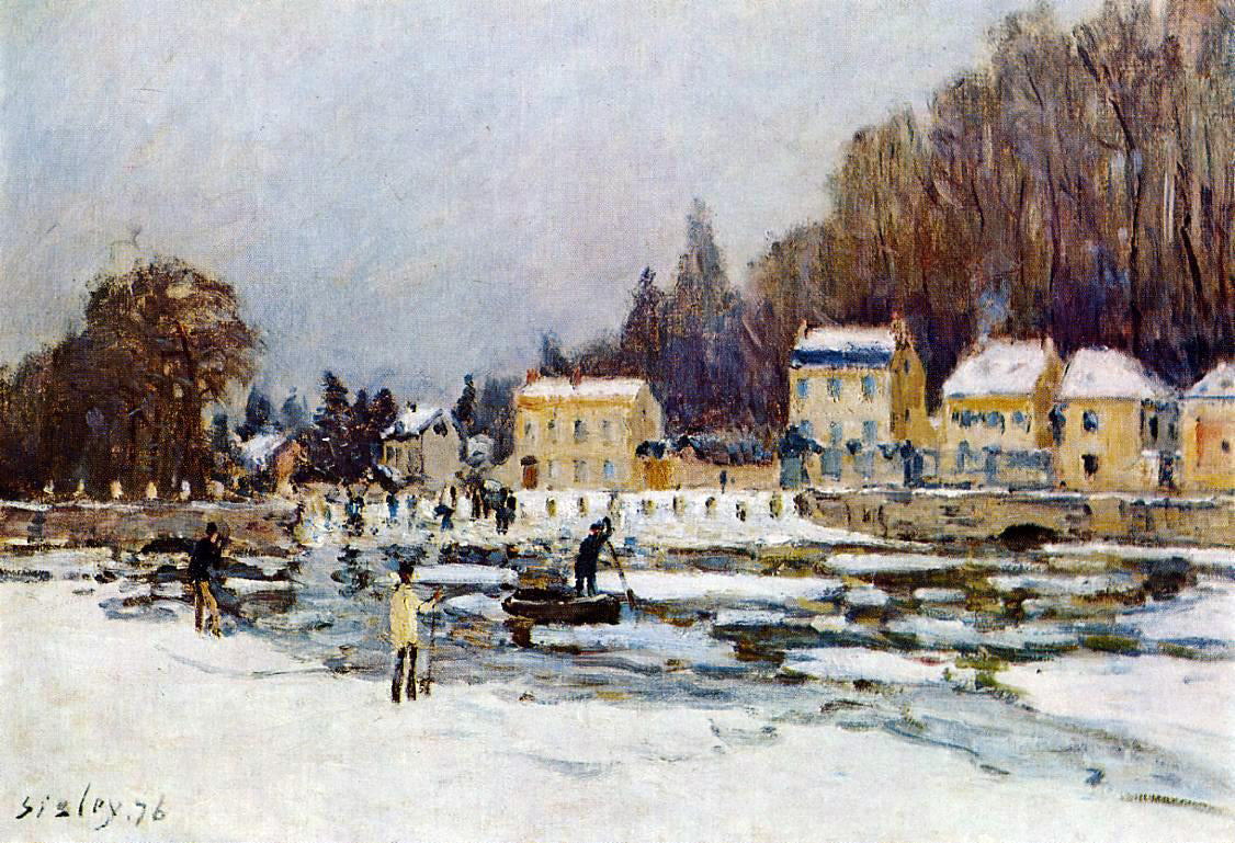  Alfred Sisley The Blocked Seine at Port-Marly - Hand Painted Oil Painting