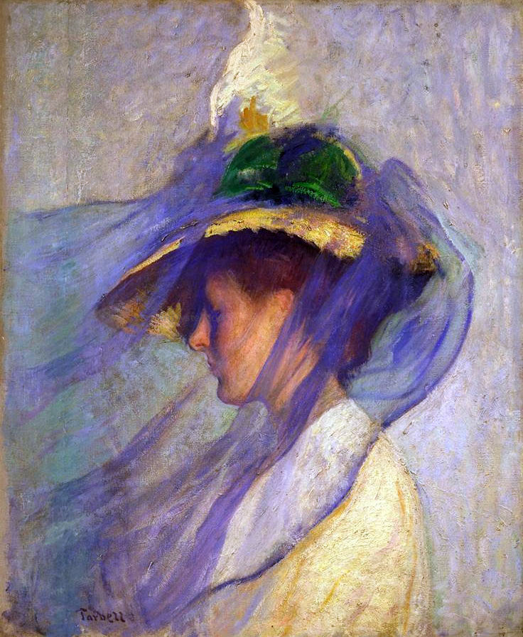  Edmund Tarbell The Blue Veil - Hand Painted Oil Painting