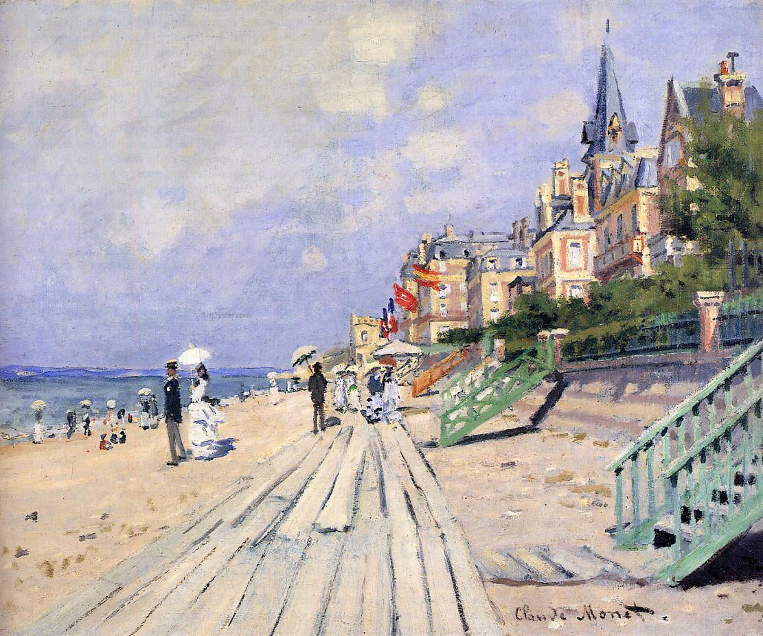 Claude Oscar Monet The Boardwalk at Trouville - Hand Painted Oil Painting