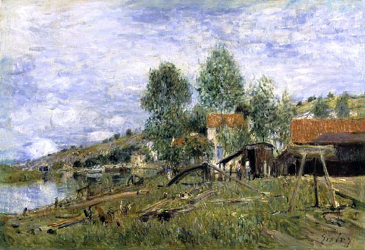  Alfred Sisley The Boatyard at Saint-Mammes - Hand Painted Oil Painting